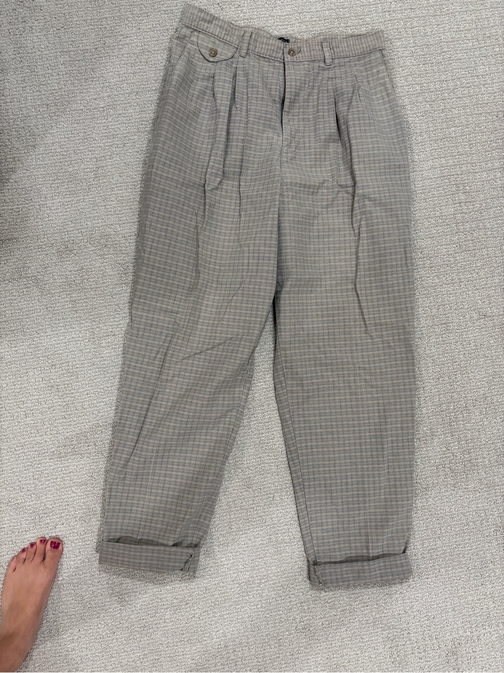LEE vintage High-Waist Plaid Tapered Pants - Neutral Gray Pants Check
